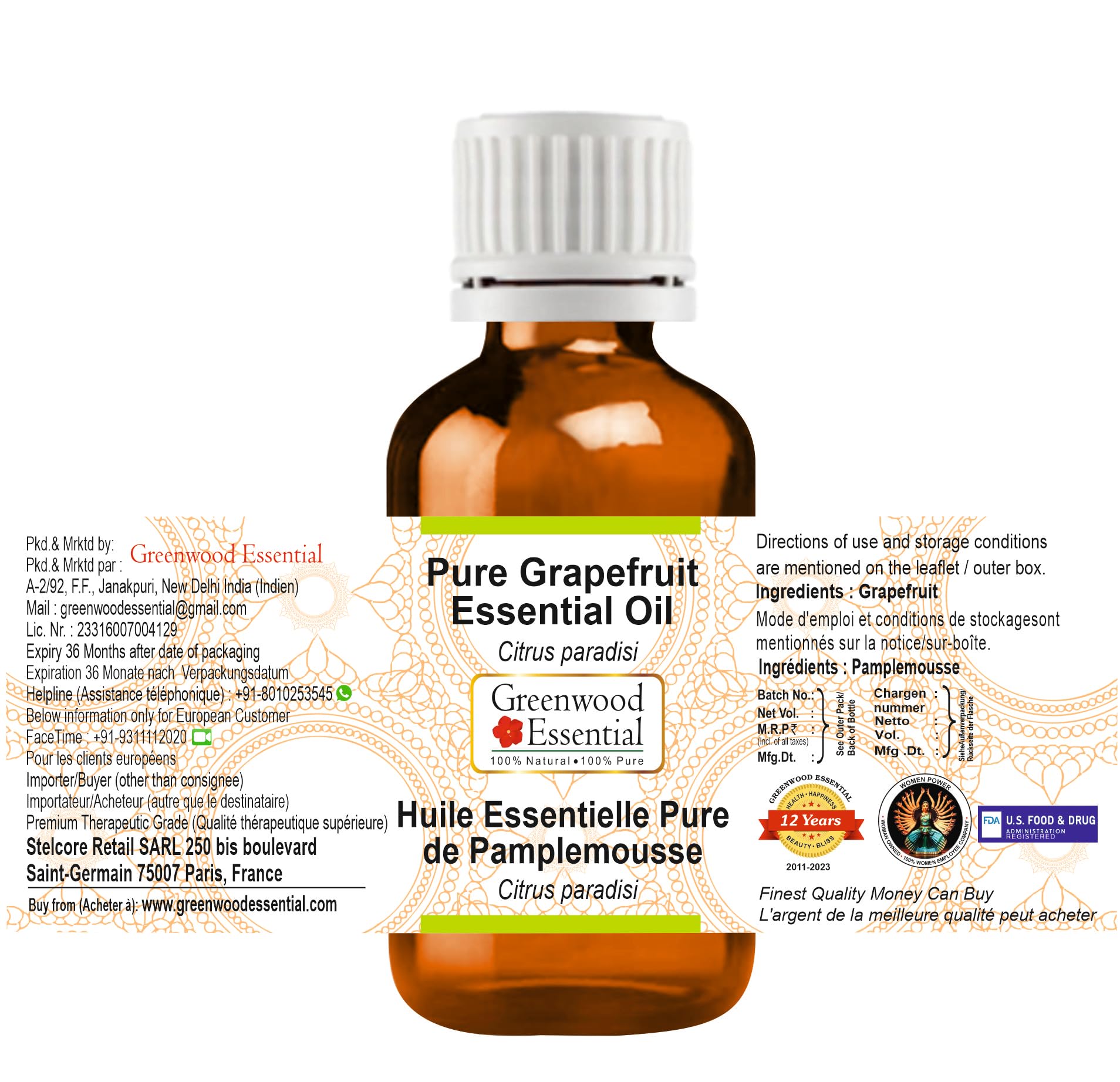 Greenwood Essential Grapefruit Oil in diffuser setup releasing uplifting citrus aroma