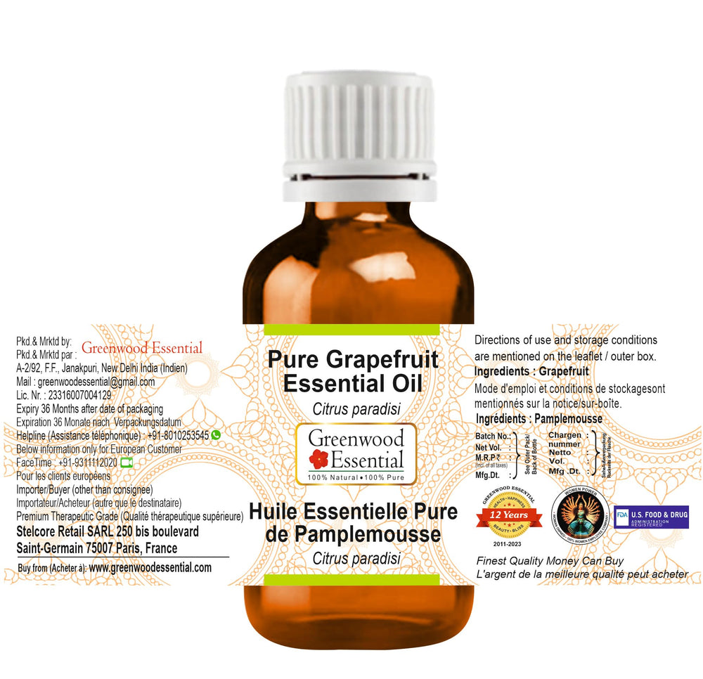Greenwood Essential Grapefruit Oil in diffuser setup releasing uplifting citrus aroma