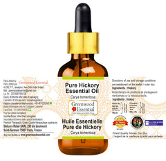 Amber glass Greenwood Essential Hickory oil bottle preserves potency.