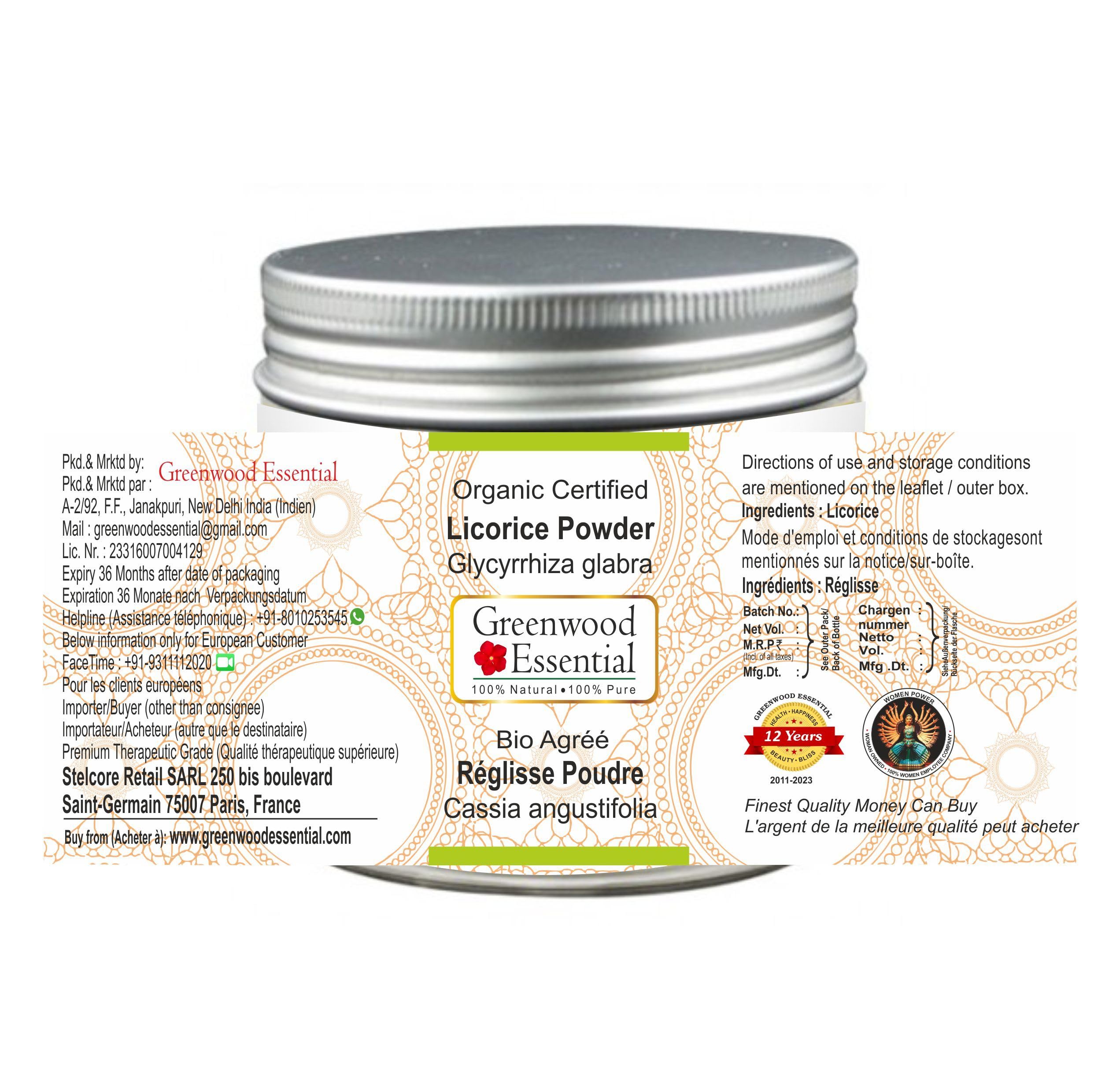 Greenwood Essential licorice powder pour spout for easy dosing