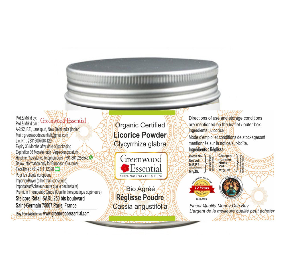 Close-up of Greenwood Essential licorice powder texture for recipes