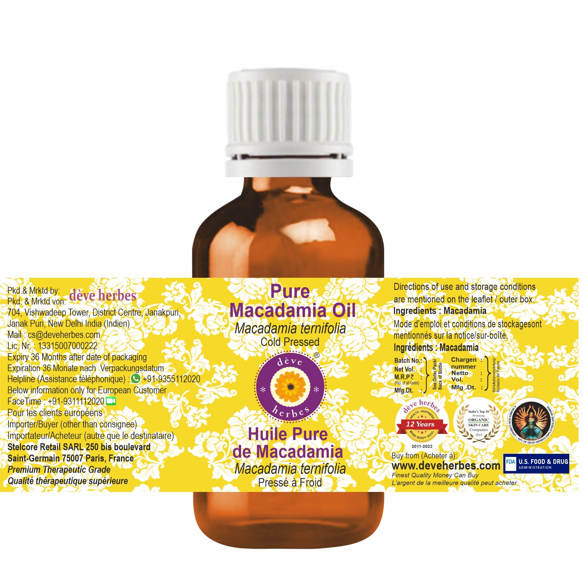 Greenwood Essential Macadamia Oil in amber glass packaging preserves potency during storage