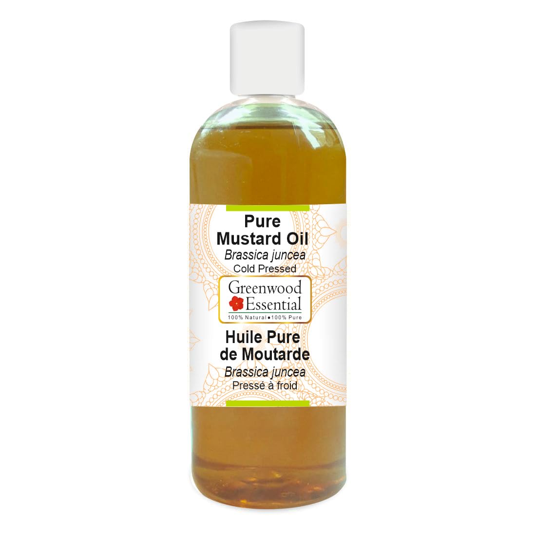 Greenwood Essential mustard oil bottle closed to preserve potency for skin and massage
