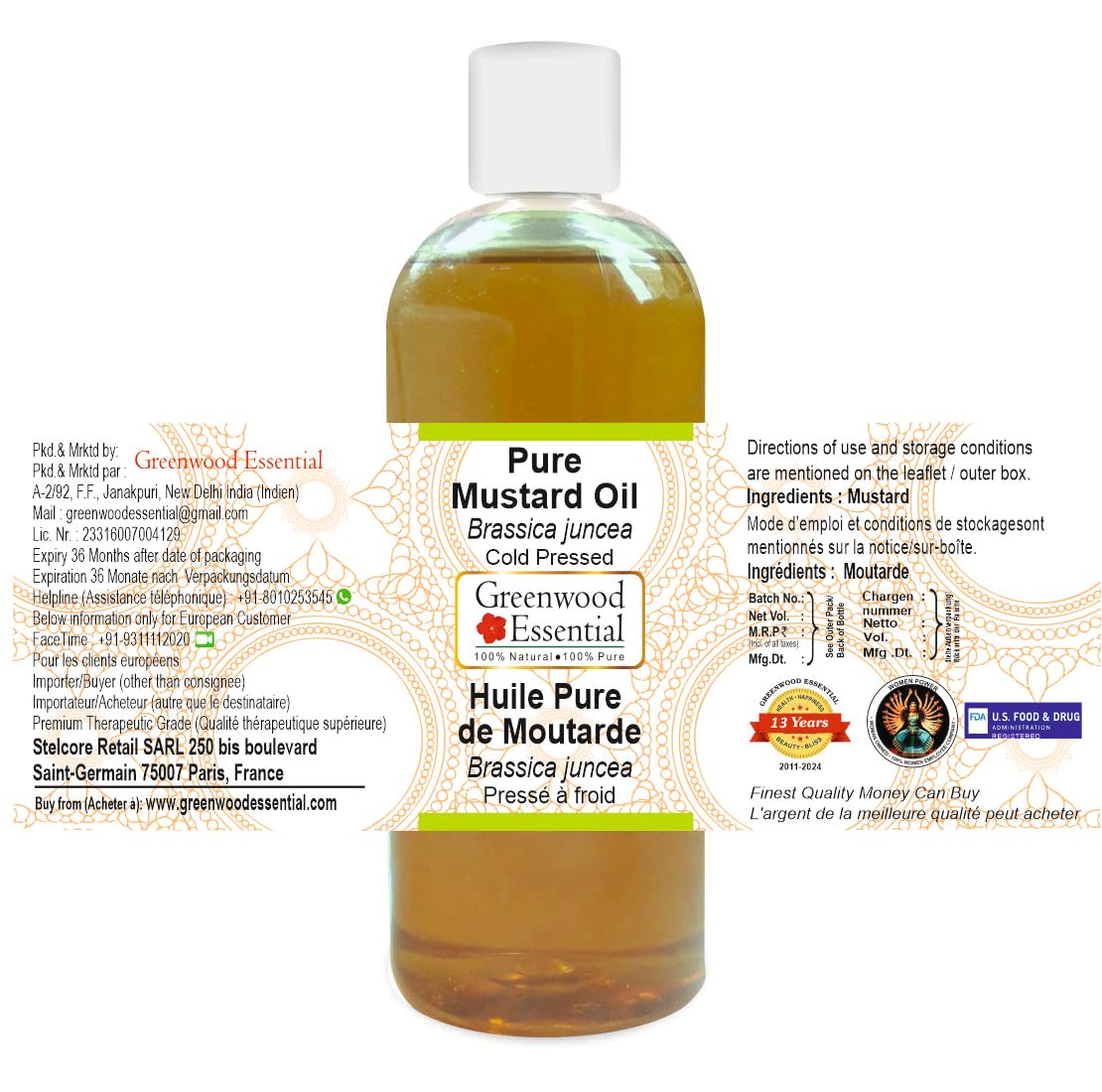 Pouring Greenwood Essential mustard oil for easy application and blending