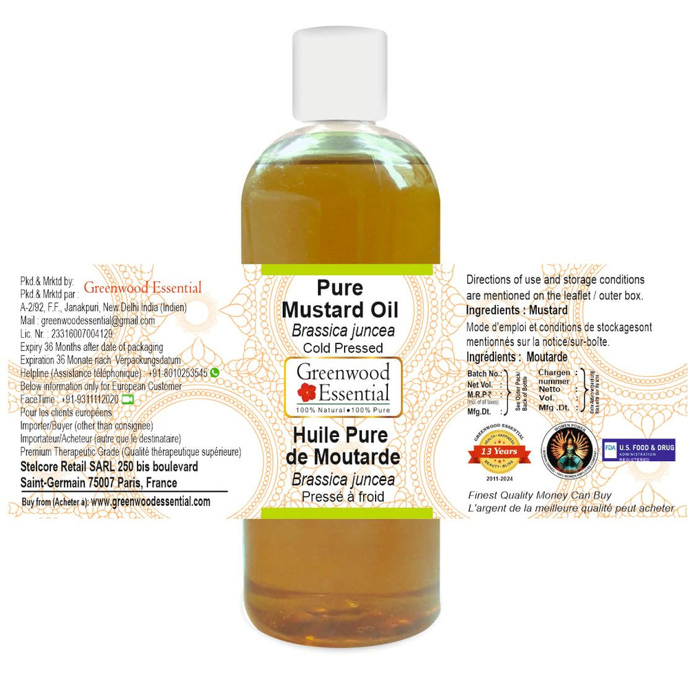 Pouring Greenwood Essential mustard oil for easy application and blending