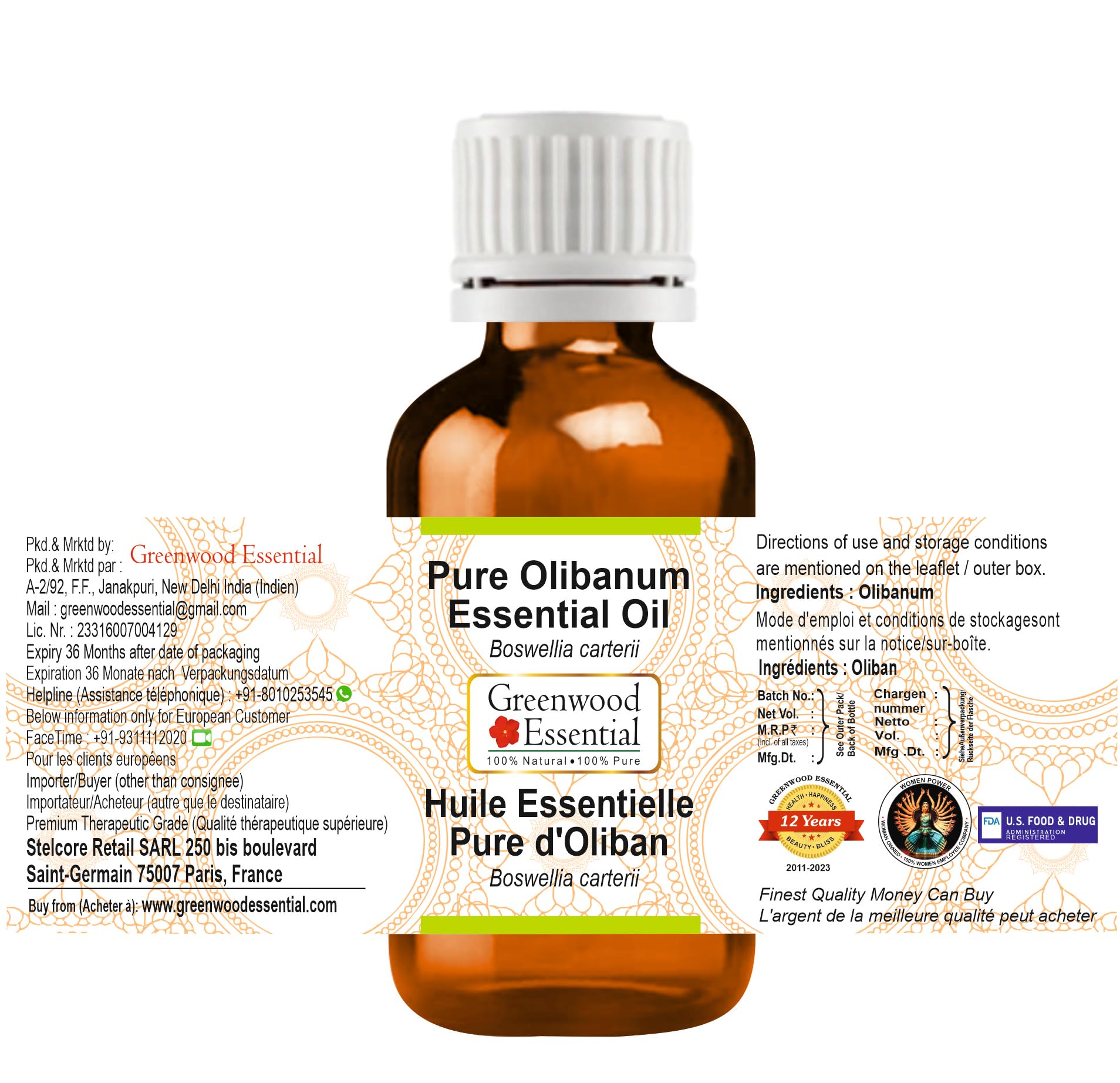 Greenwood Essential Olibanum diffuser setup for calming aroma in home.