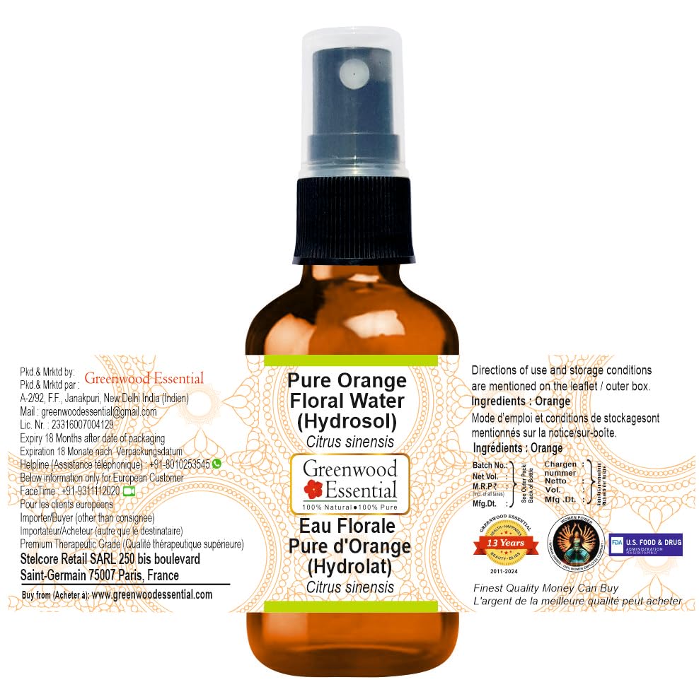 Greenwood Essential Pure Orange Floral Water (Citrus sinensis) 50ml ...