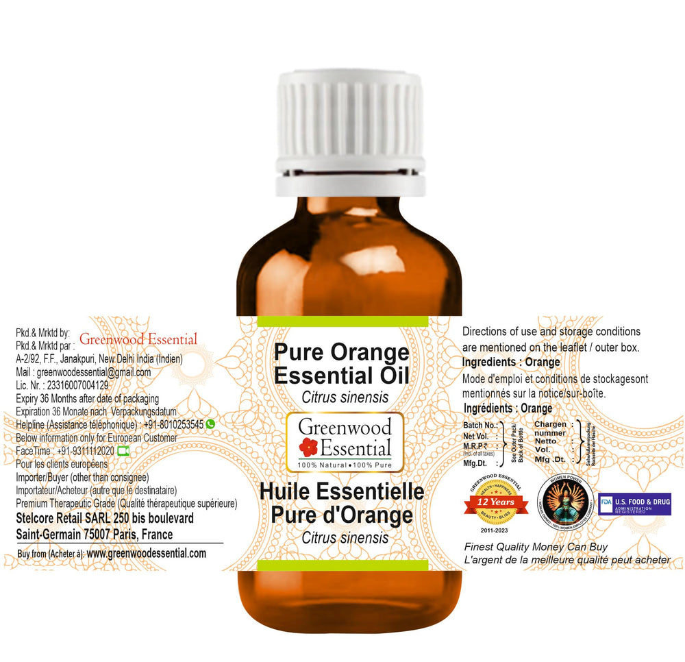 Greenwood Essential Orange Oil in a diffuser releases bright citrus aroma for mood uplift.