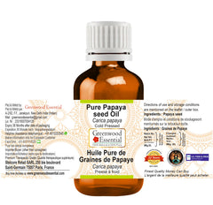 Greenwood Essential cold-pressed papaya seed oil pouring for fast absorption