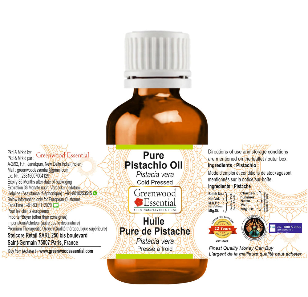 Greenwood Essential Pistachio Oil pours smoothly for easy skin application.