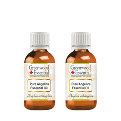 Greenwood Essential Angelica oil pack of two bottles for aromatherapy and skincare blends.