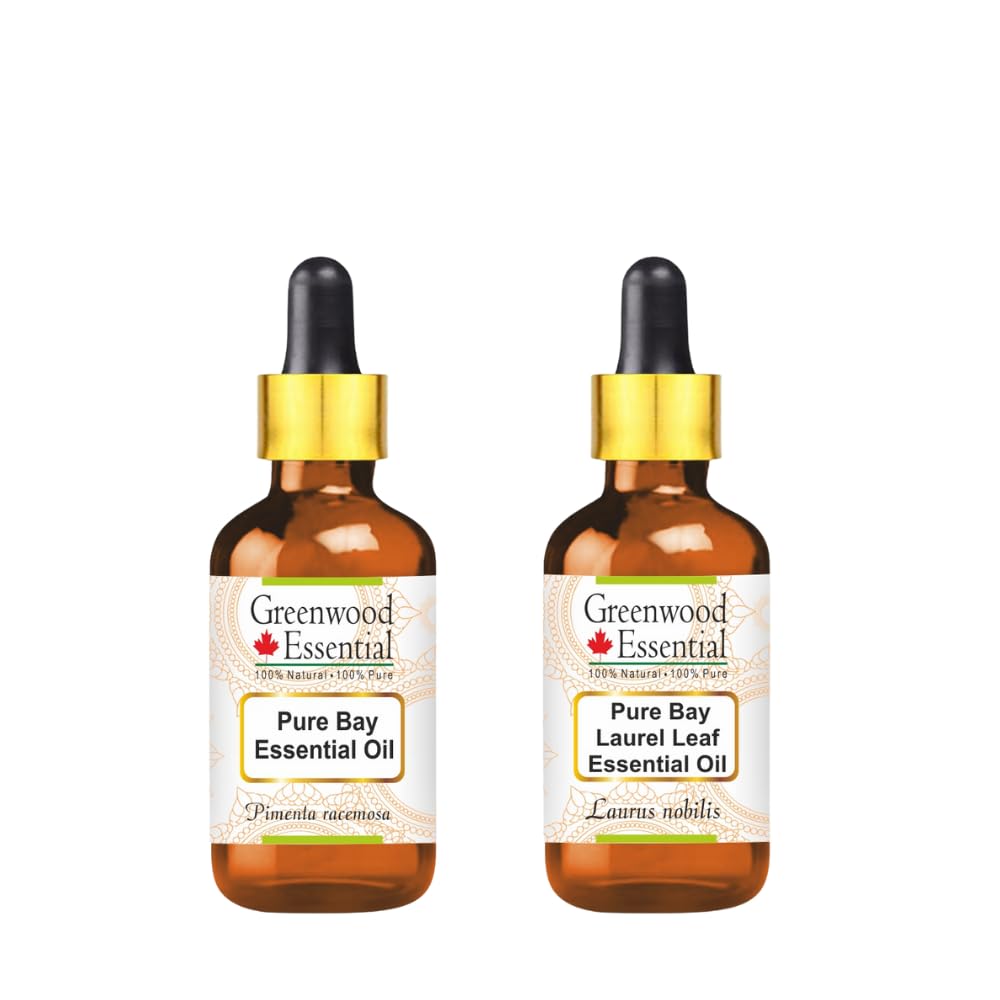 Greenwood Essential Pure Bay oil with two glass droppers for precise dosing and easy use