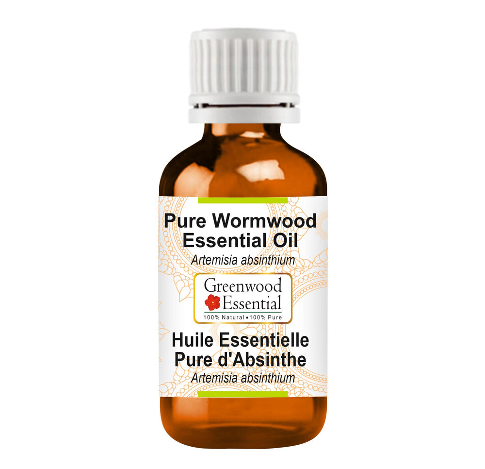 Greenwood Essential Pure Wormwood Oil bottle, colorless and ready for blends