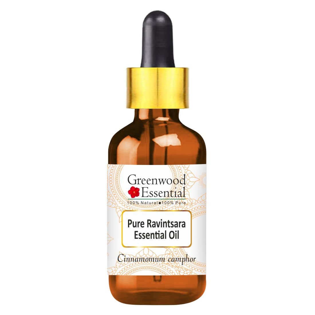 Greenwood Essential Ravintsara bottle with glass dropper for pure aromatherapy and blends.