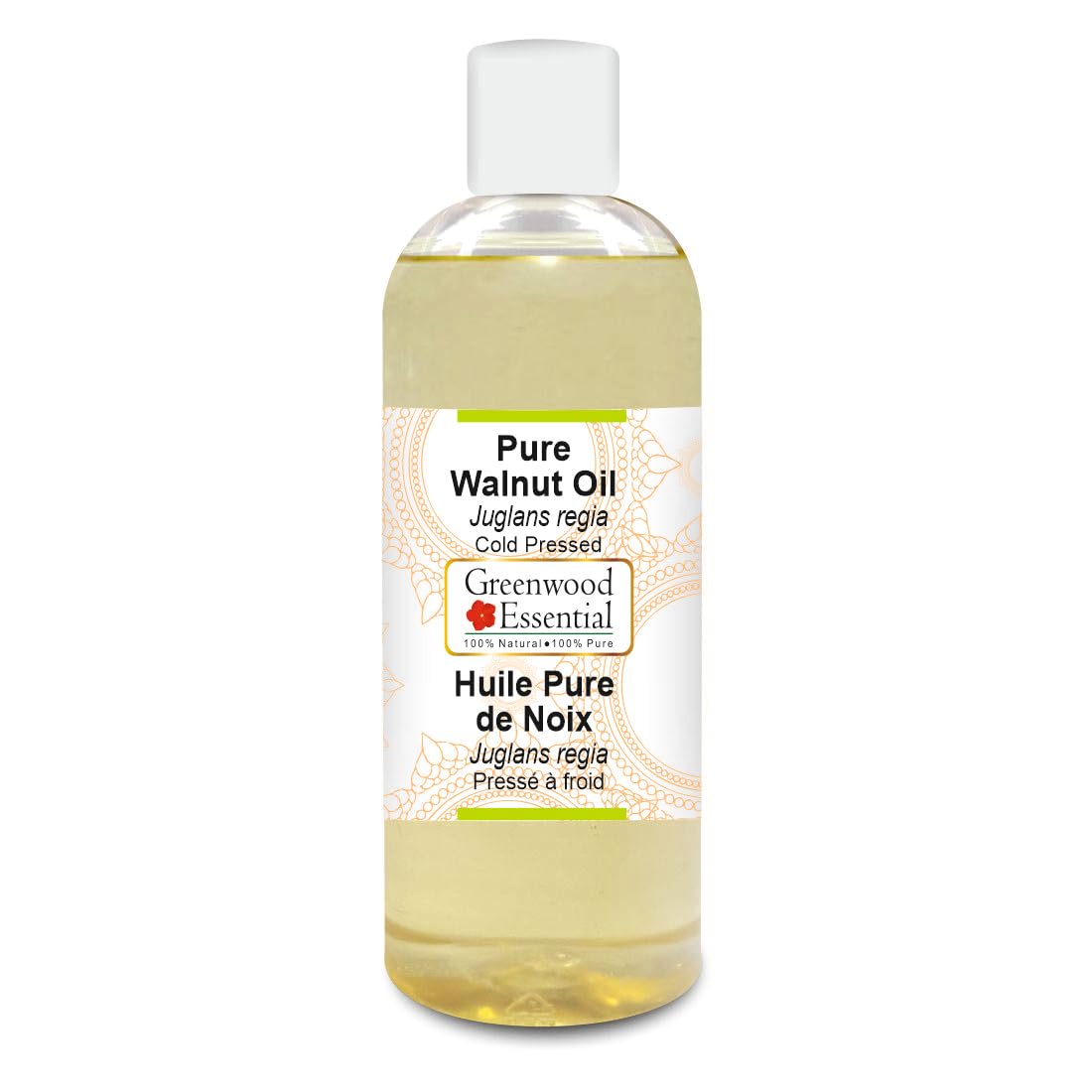 Greenwood Essential Walnut Oil bottle with 200ml capacity for skin care and massage.
