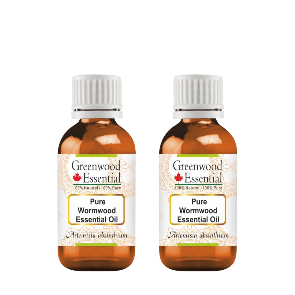 Greenwood Essential Wormwood oil bottle 15ml two-pack, preserved in amber glass for potency