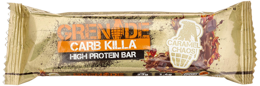 Cross-section of Grenade Carb Killa Caramel Chaos showing caramel layer and crispies.