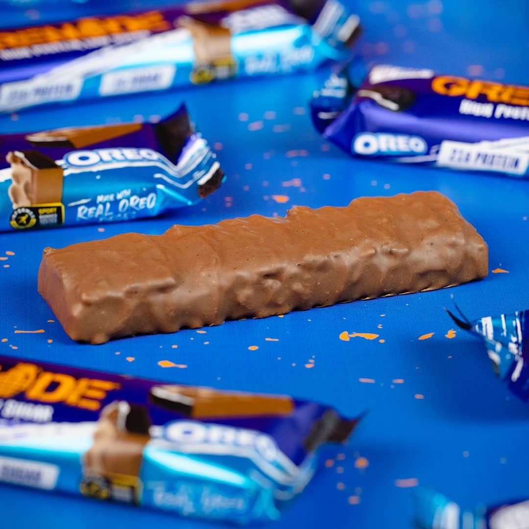 Grenade High Protein Oreo Vanilla bar foil wrap, vending-friendly portable snack