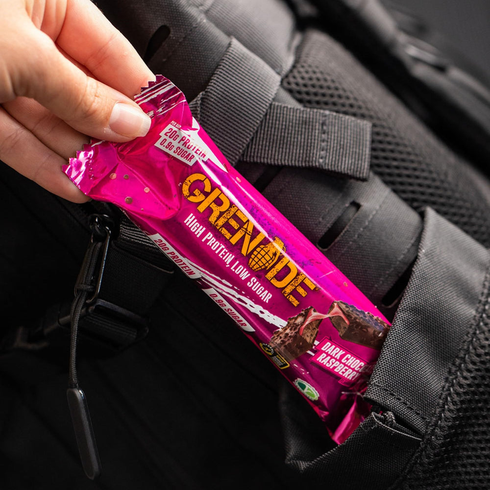 Grenade ingredients panel, high-protein formula highlighted.