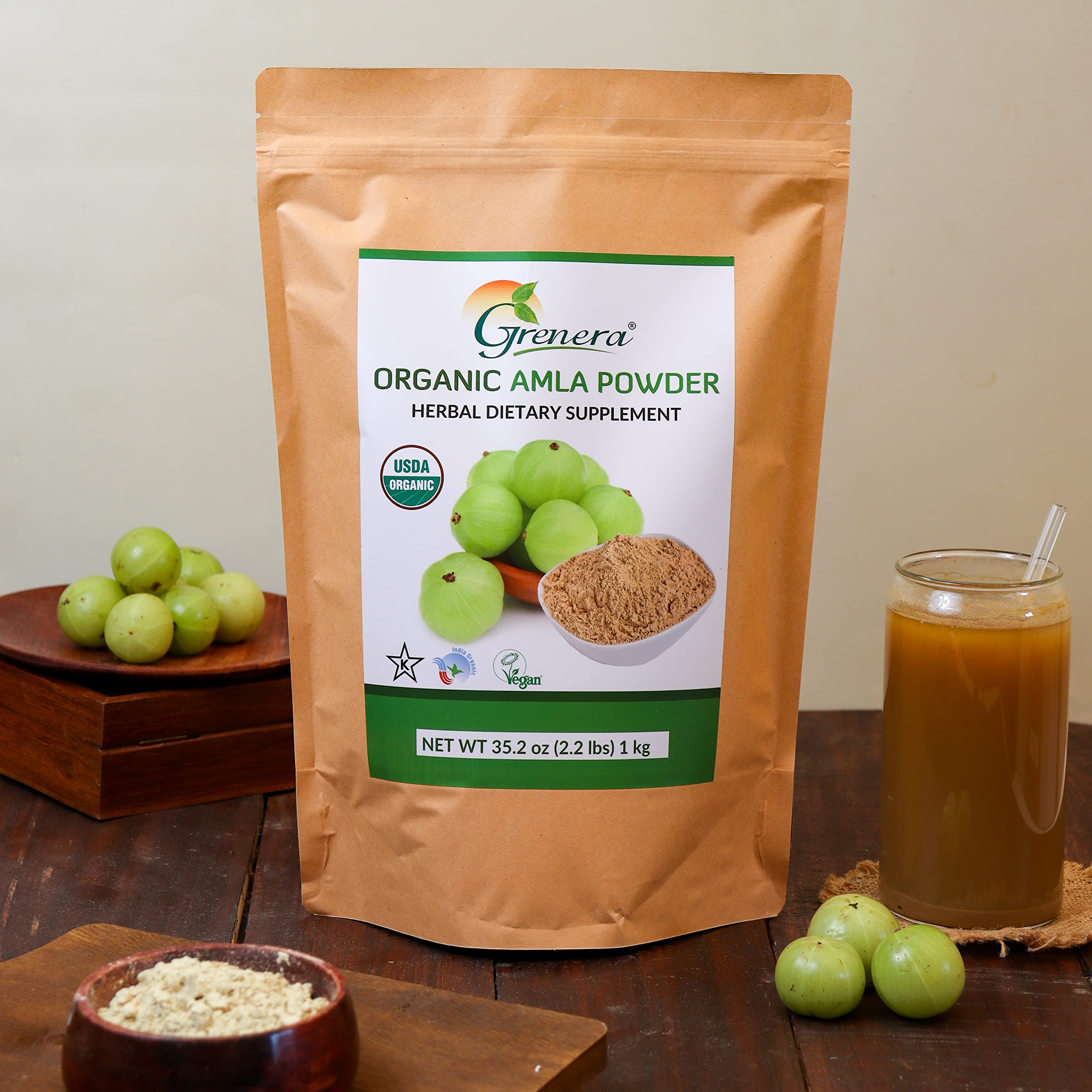 Grenera Amla powder scoop included for easy measurement and consistent servings