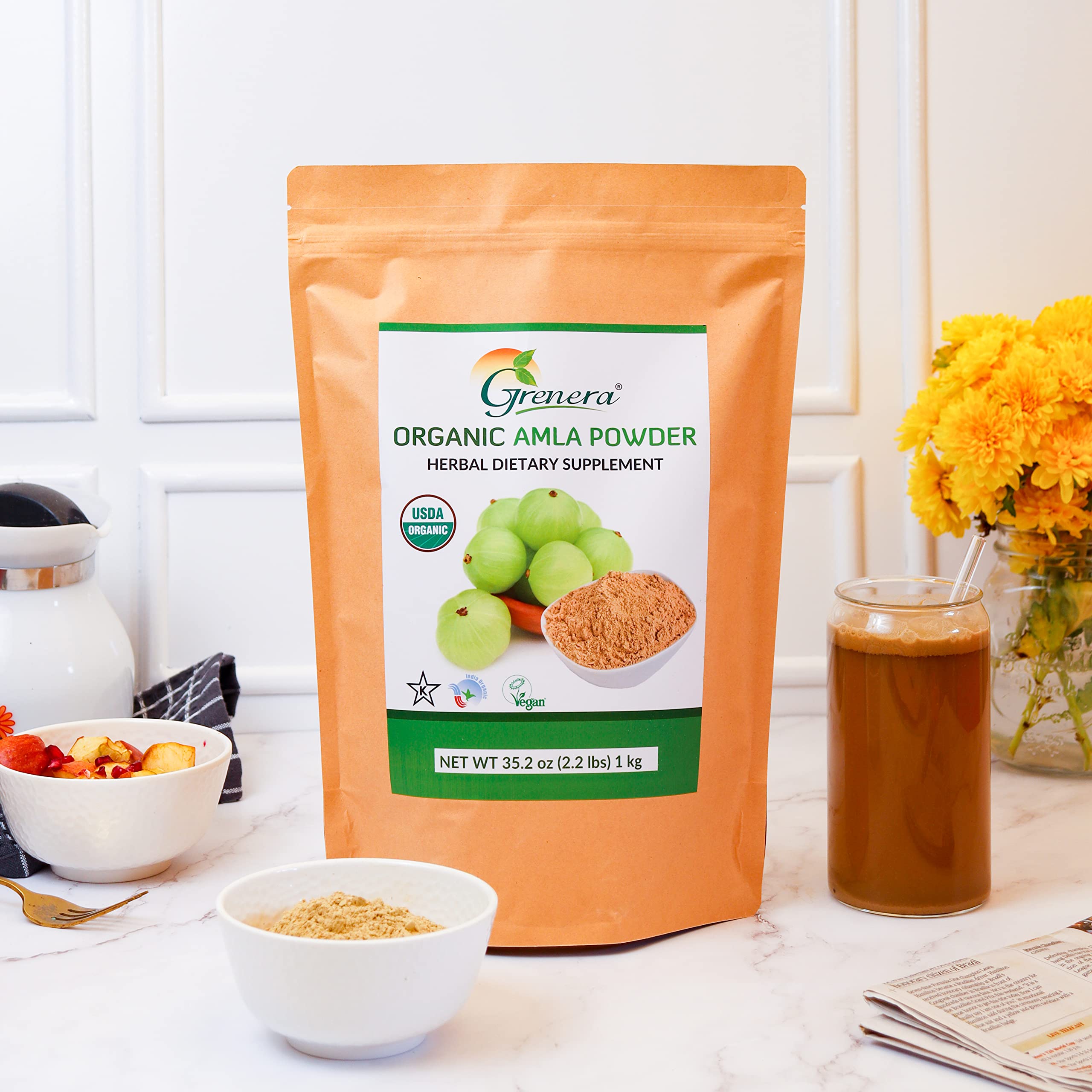 Grenera Amla powder in resealable zip pouch for fresh, long-lasting use
