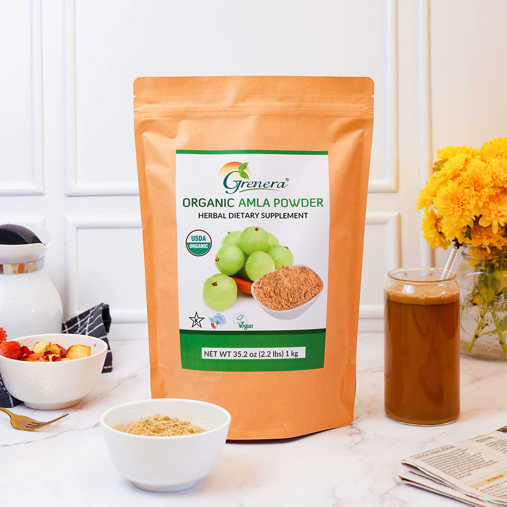 Grenera Amla powder in resealable zip pouch for fresh, long-lasting use