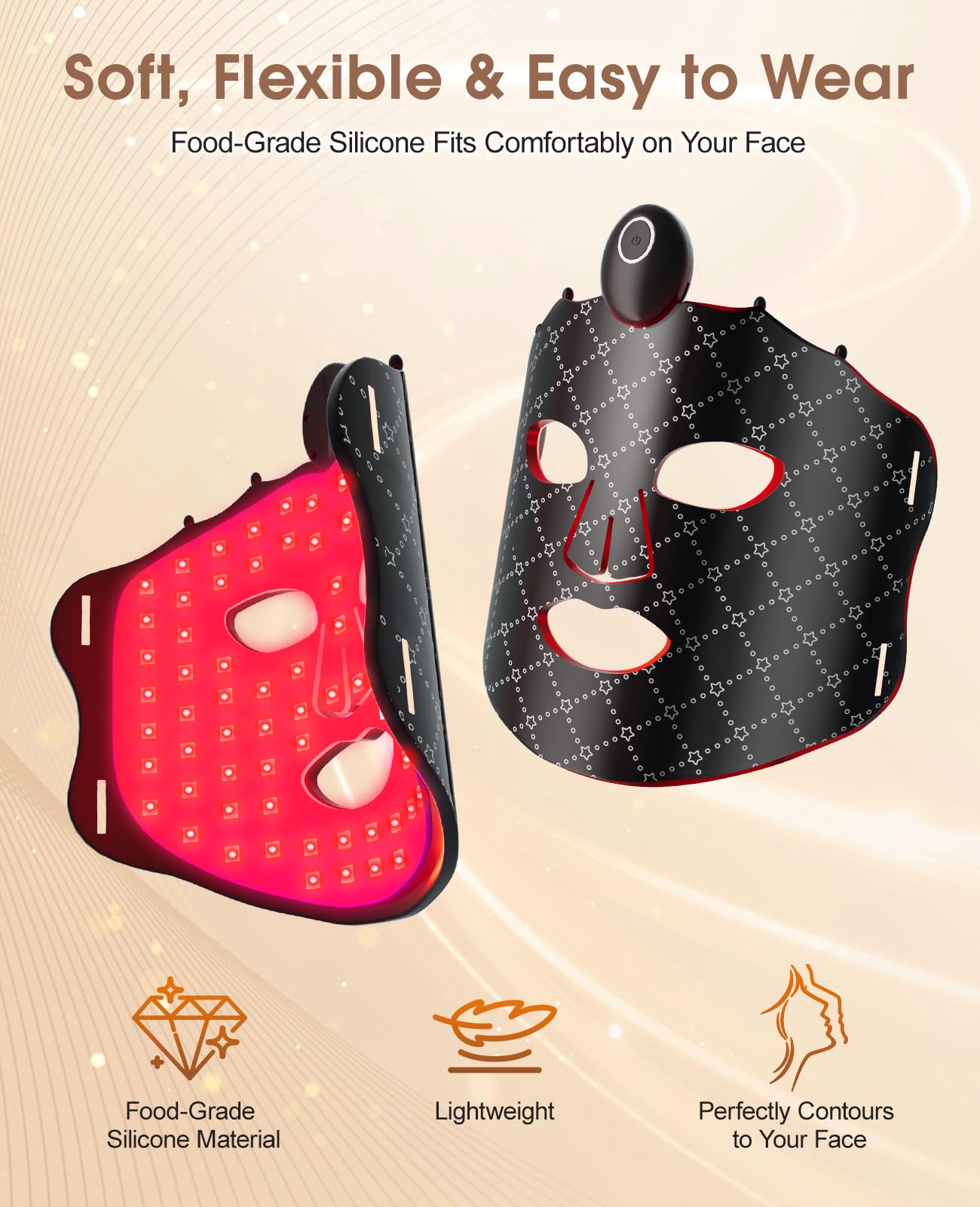 Soft silicone design with adjustable straps for secure comfort