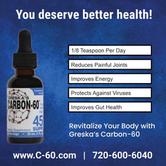 Greska's Carbon-60 label closeup, highlighting solvent-free production and purity