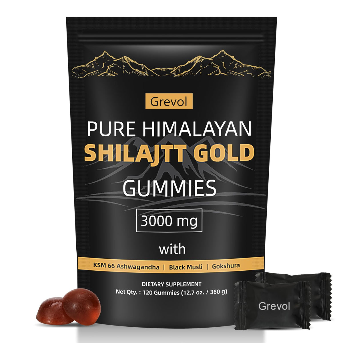 Grevol Himalayan Shilajit Gummies jar for easy daily wellness on the go