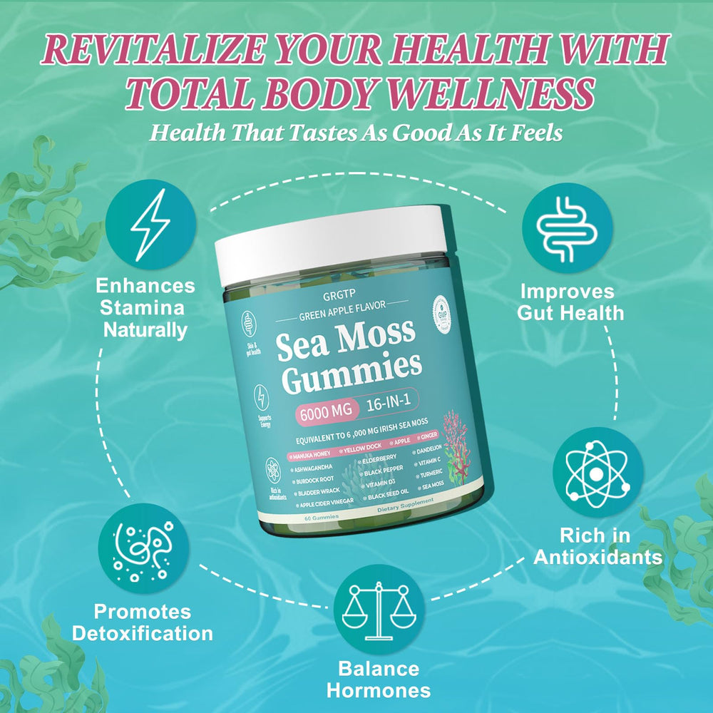GRGTP Sea Moss Gummies black seed oil section for gut-friendly support