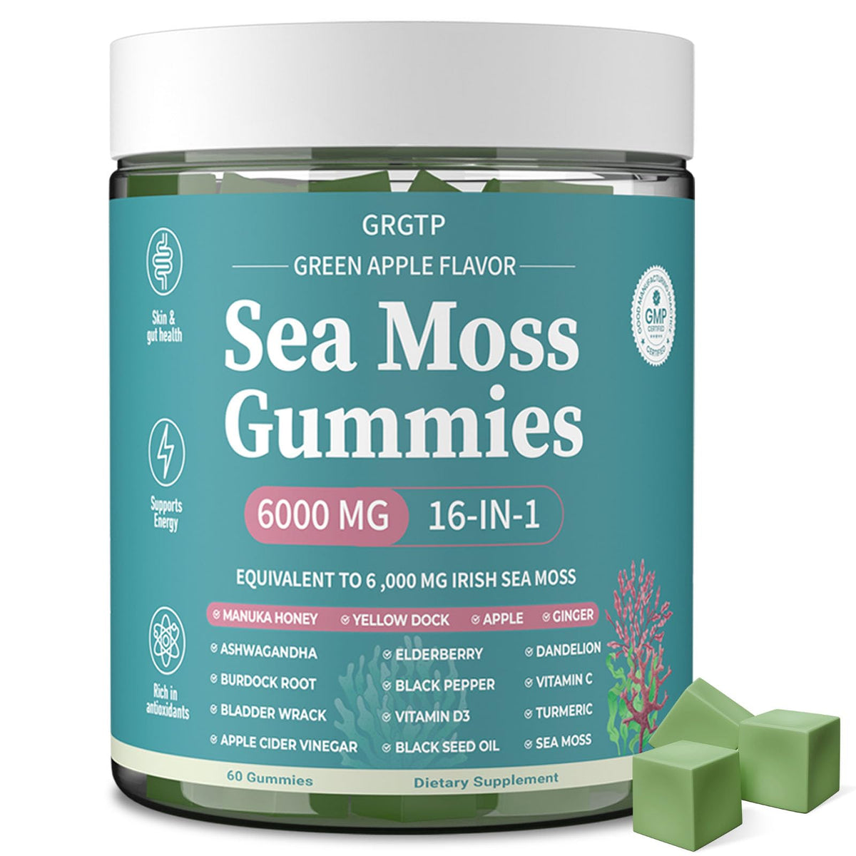 GRGTP Sea Moss Gummies bottle for convenient daily wellness