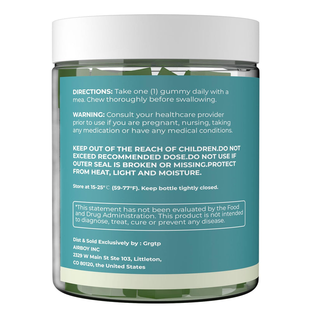 GRGTP Sea Moss Gummies label emphasizes premium organic ingredients