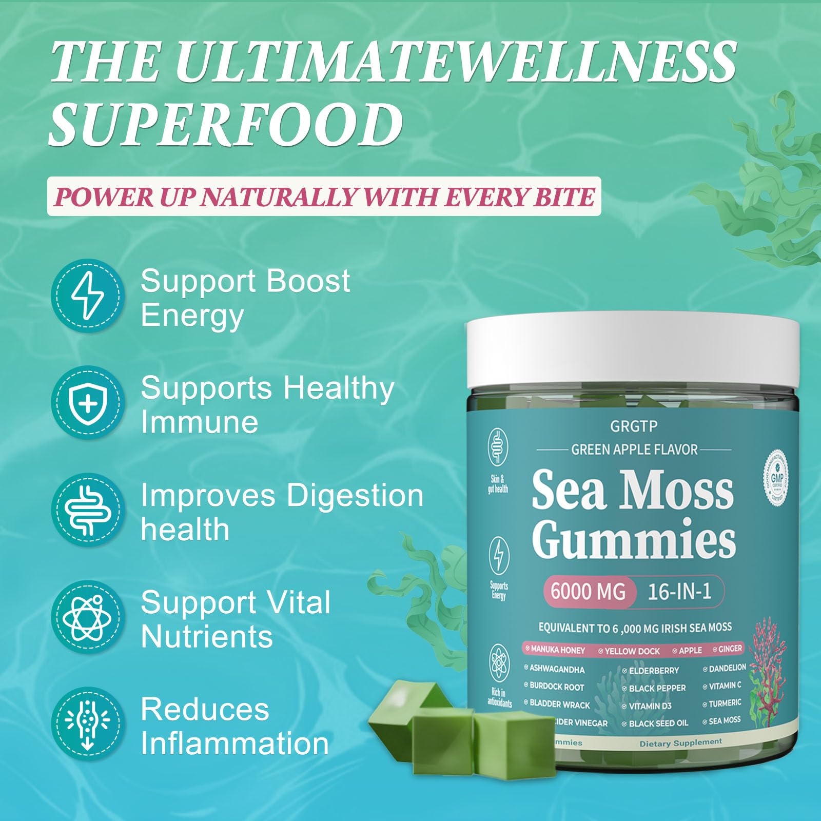 GRGTP Sea Moss Gummies travel pack ready for on-the-go wellness