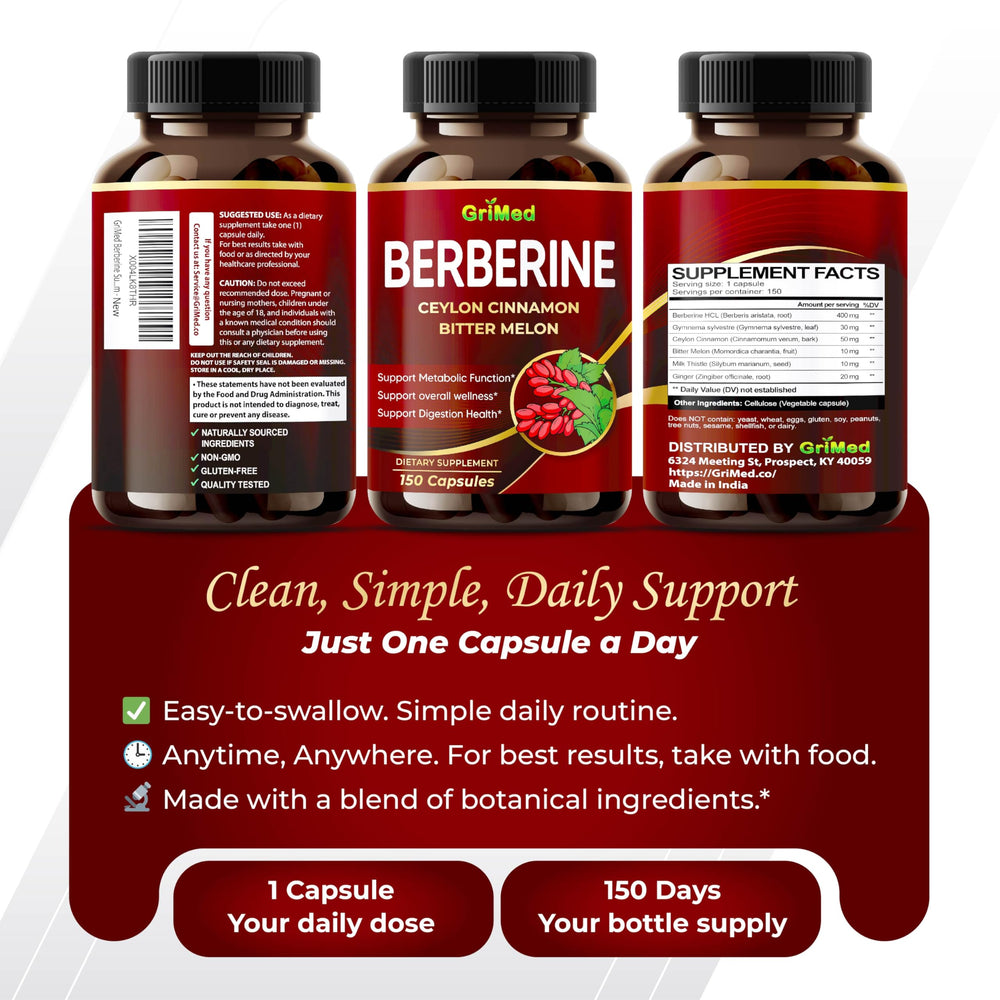 GriMed Berberine immunity visuals featuring brand packaging.