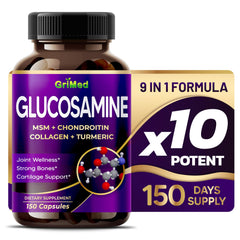 GriMed Glucosamine 12,000mg bottle with 150 capsules for daily joint support.