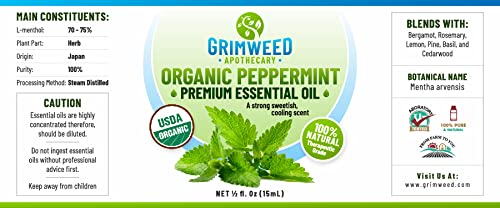 Grimweed Apothecary peppermint oil dropper enables precise, quick aromatherapy use.