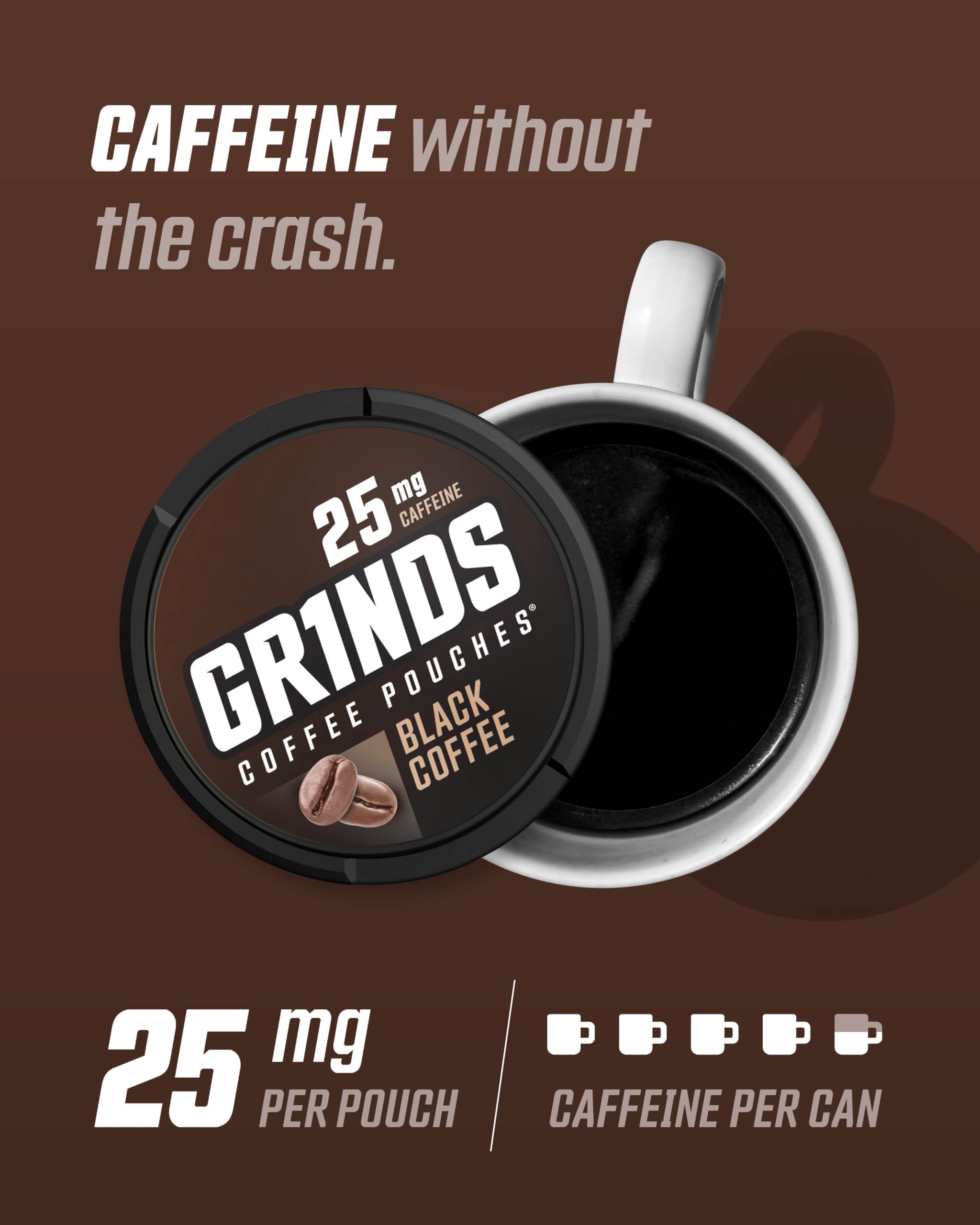 GRINDS 18 pouches per can layout for flexible coffee dosing
