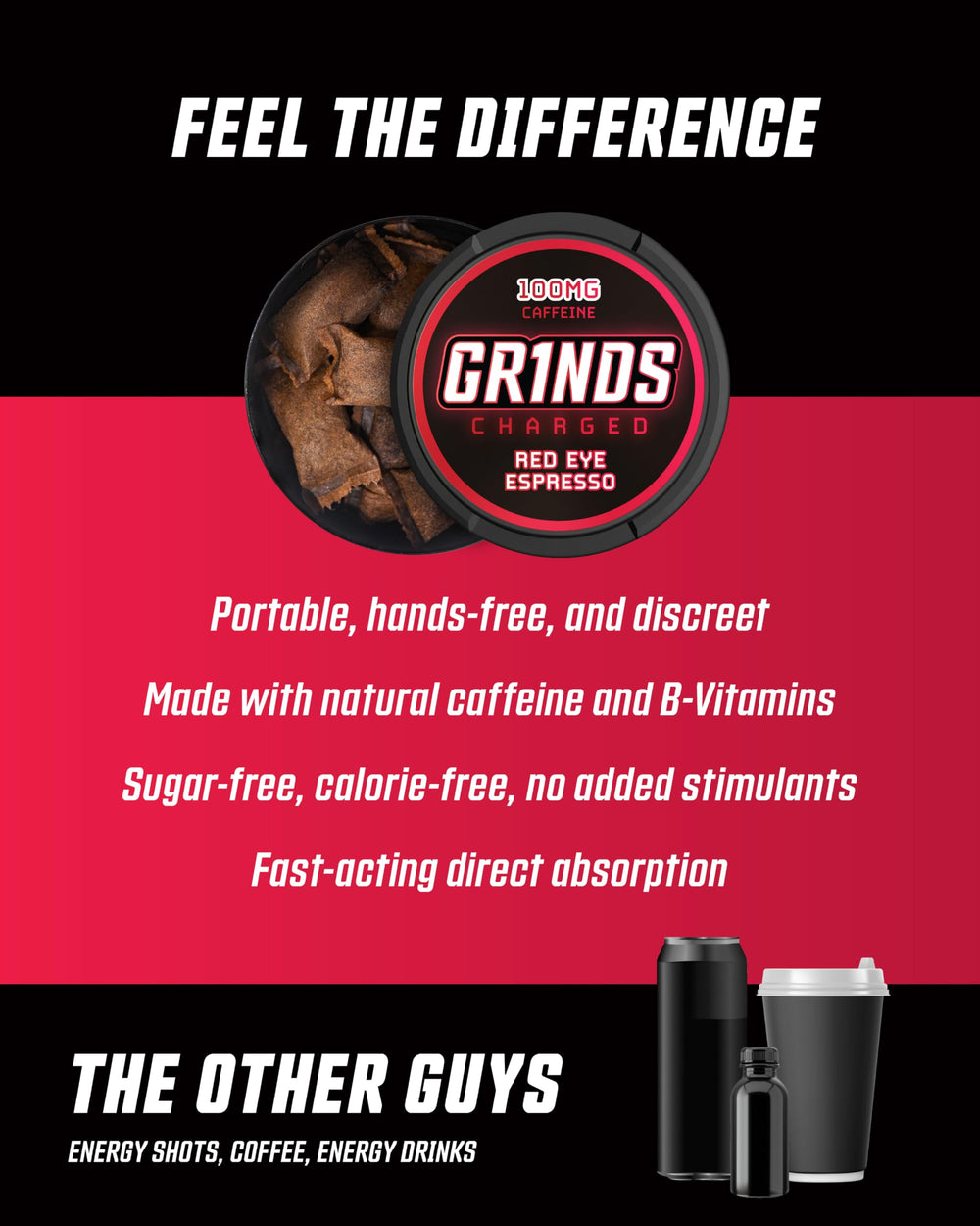 GRINDS moisture-locked packaging preserves flavor and reduces mess.
