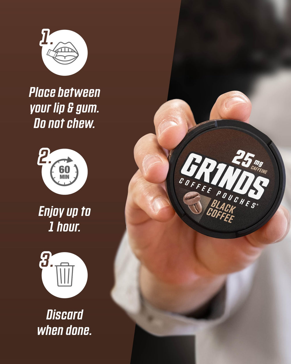 GRINDS Nicotine-free label emphasizes clean energy without tobacco