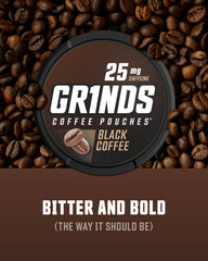GRINDS Coffee Pouches open can ready for quick energy