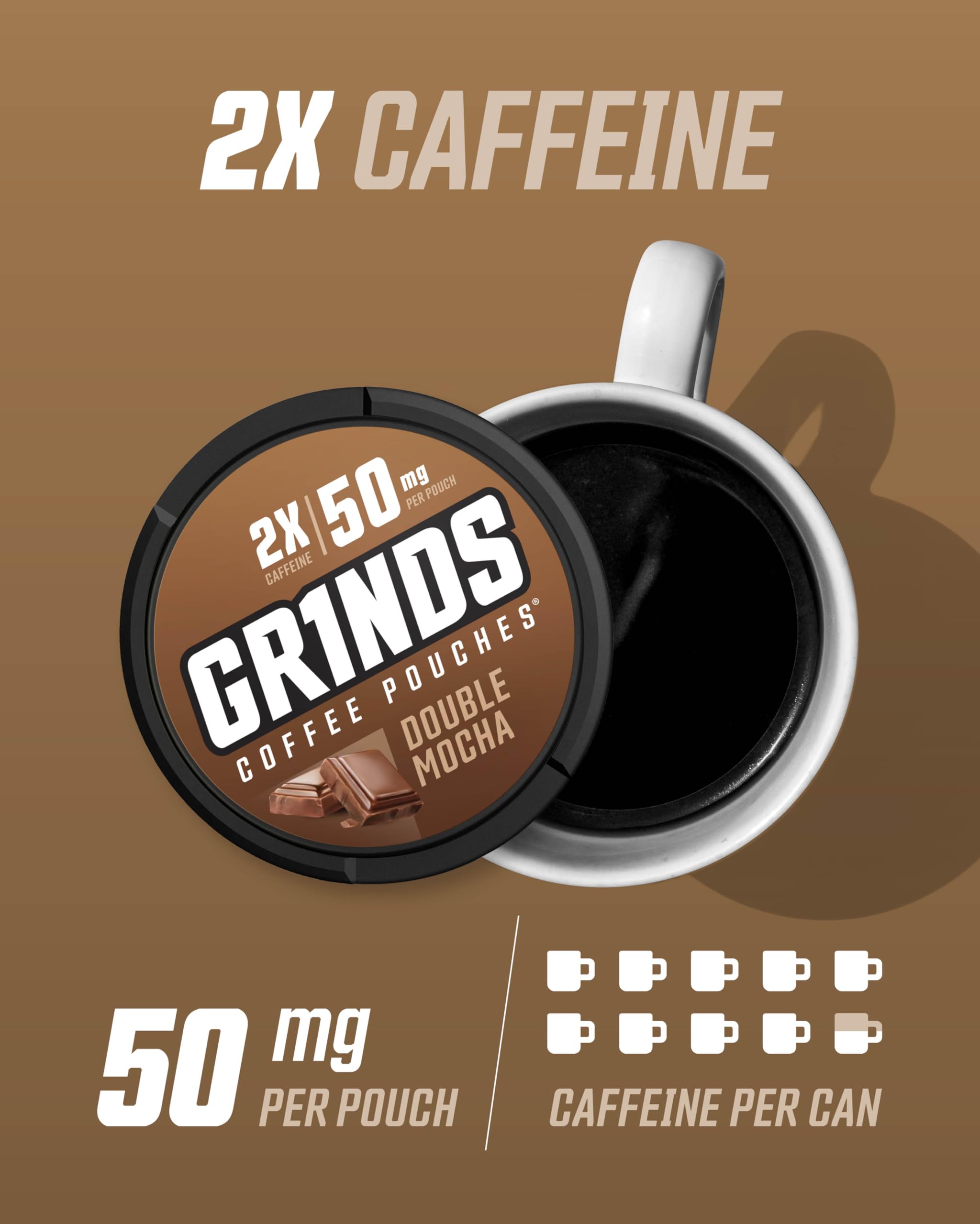 GRINDS coffee pouches opened to reveal convenient use on the go