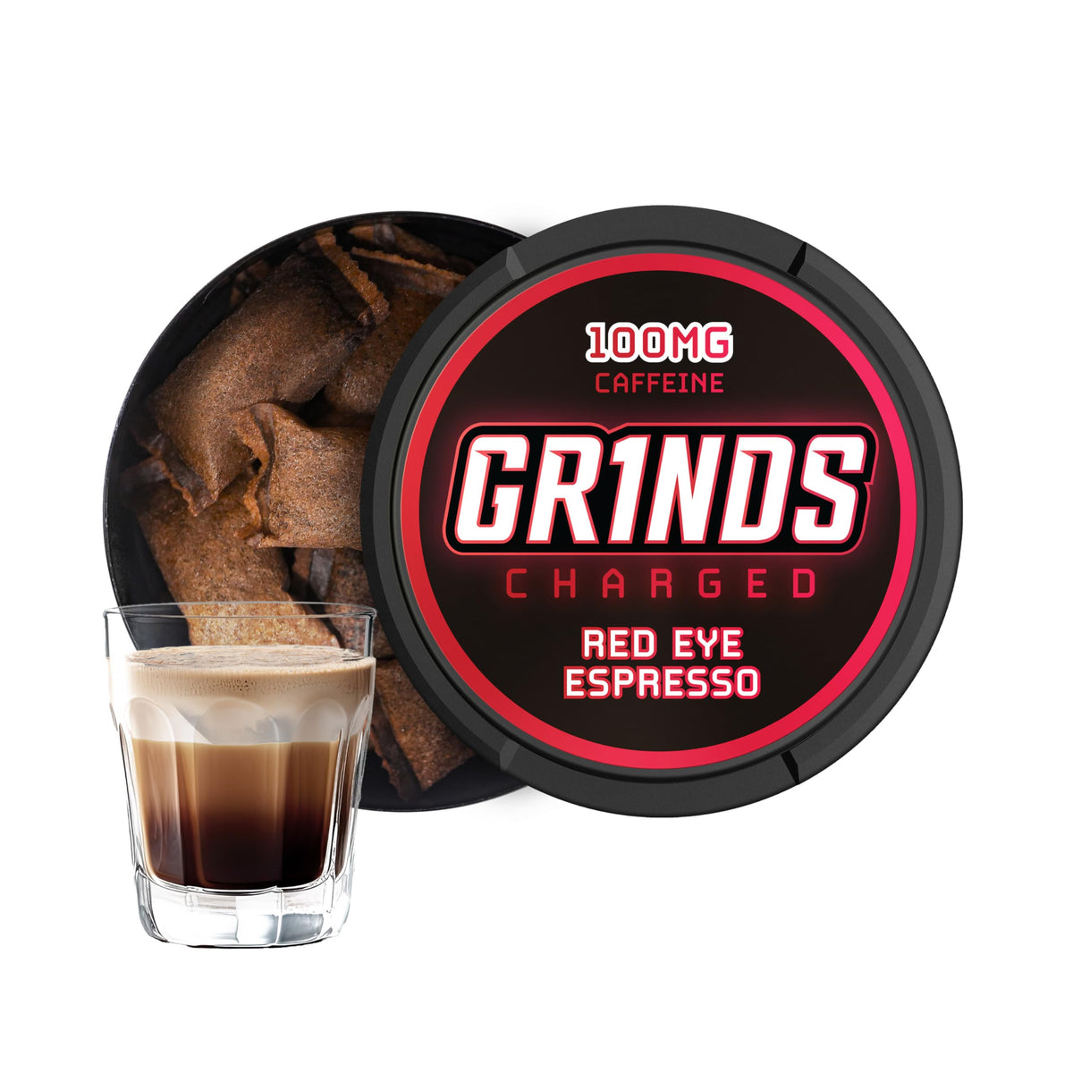 GRINDS Red Eye Espresso can displaying bold flavor and quick energy.