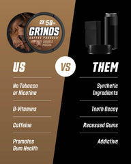 GRINDS Vanilla pouch offering balanced caffeine with a subtle vanilla note.