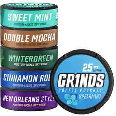 GRINDS Wintergreen coffee pouch ready for a quick energy boost on the go.