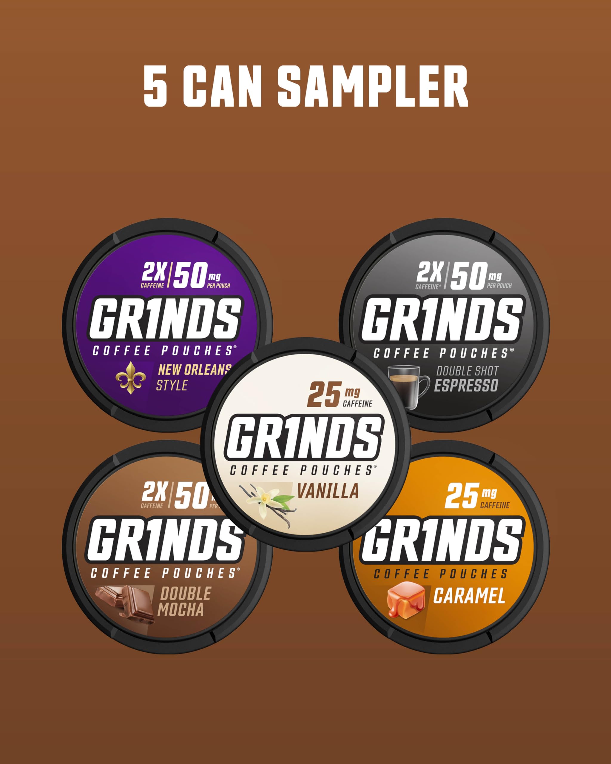 GRINDS Double Shot Espresso pouch provides a bold caffeine lift anywhere.