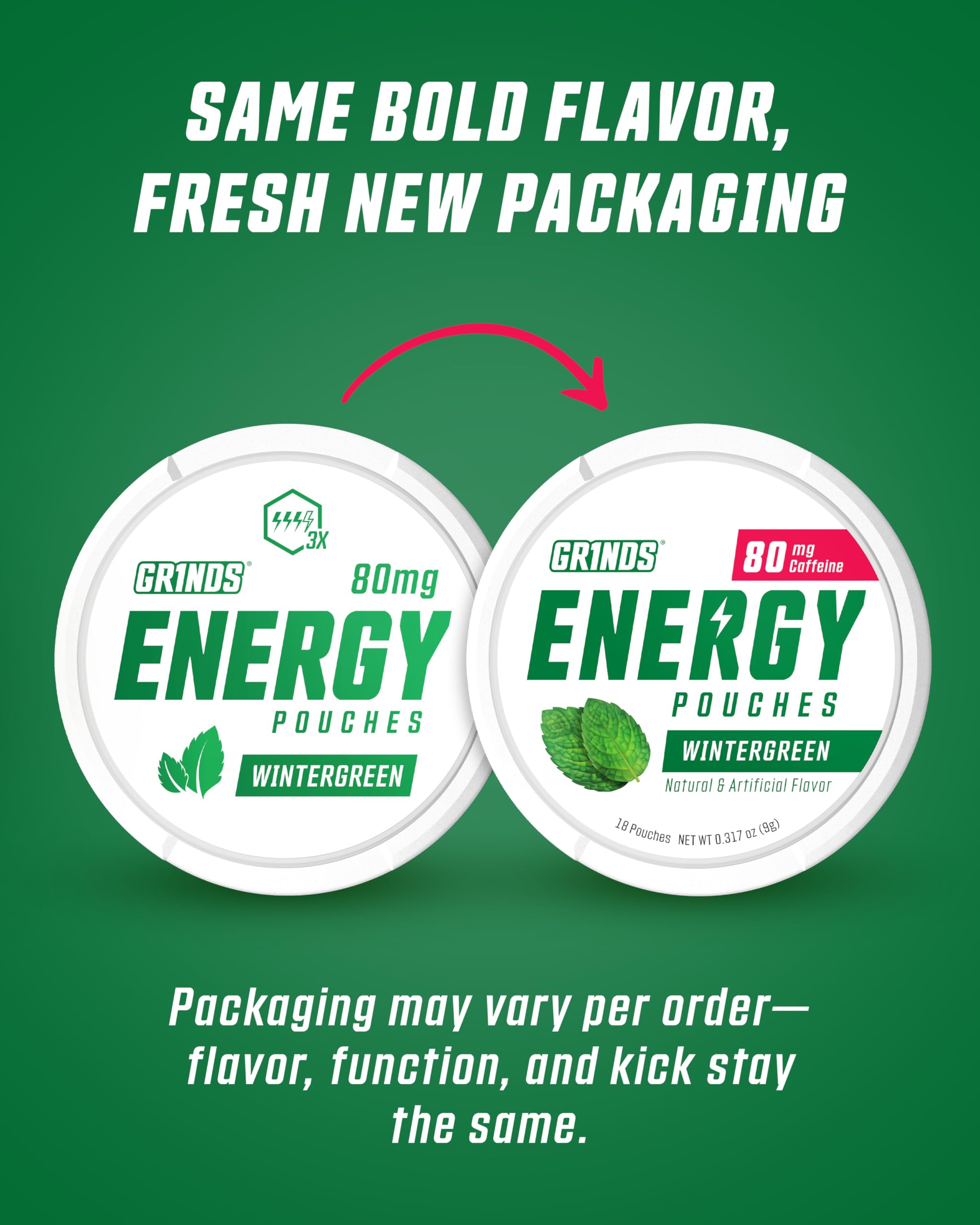 GRINDS Energy Pouches Peach flavor can, convenient daily energy.
