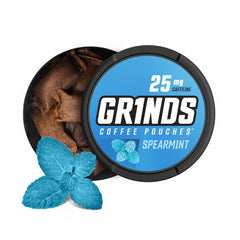 GRINDS Spearmint can close-up, nicotine-free energy option for on-the-go use