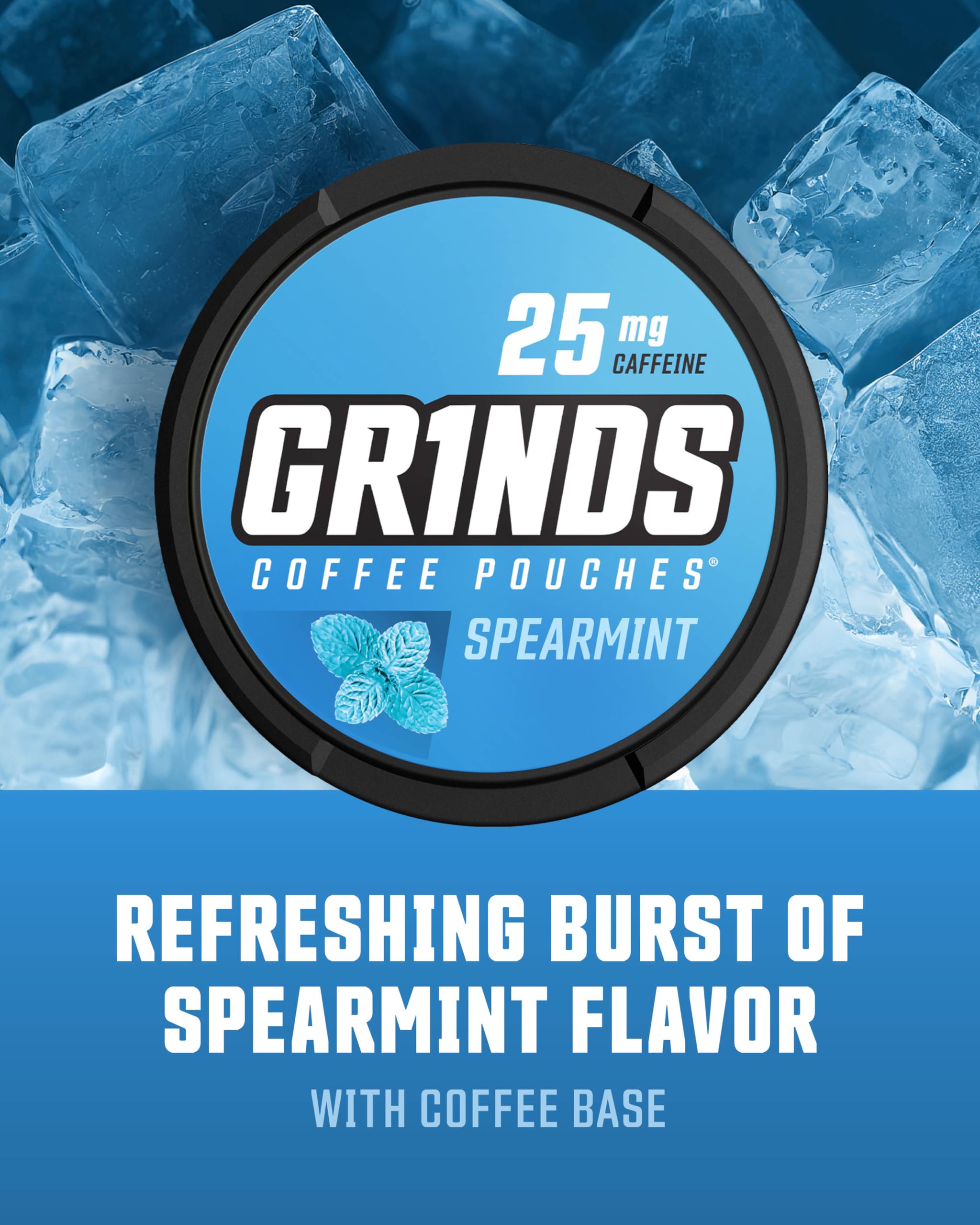 GRINDS Spearmint can-side – convenient, portable caffeine boost.