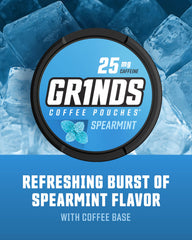 GRINDS Spearmint can-side – convenient, portable caffeine boost.