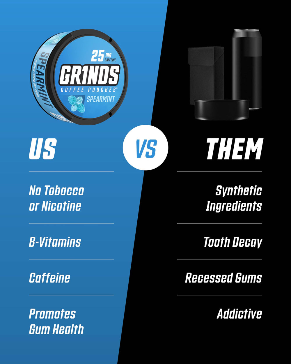 GRINDS Spearmint pouch-open reveals easy access and mint aroma